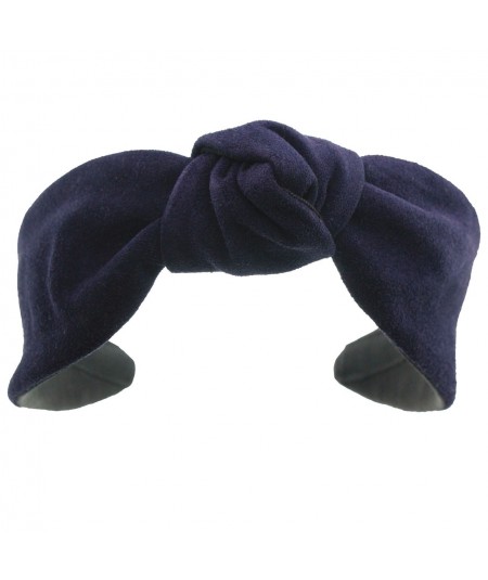 Navy suede-center-turban-headband