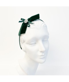 Green Satin and velvet Bow with Snowflake Headband