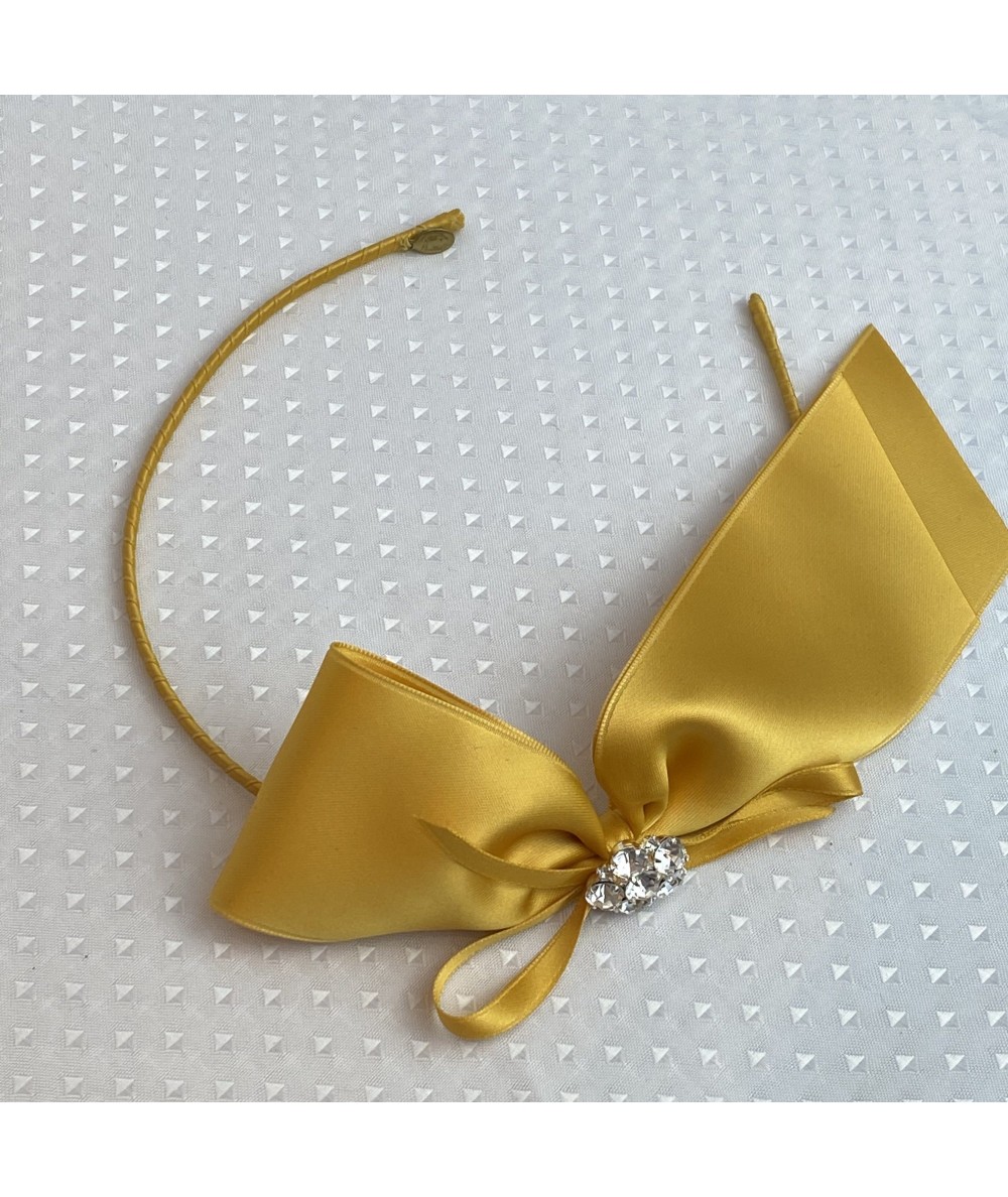 Yellow Gold Satin Bow Sparkle Headband