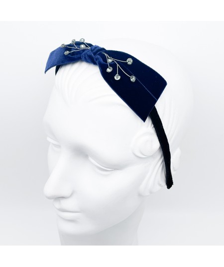 Navy Velvet Bow Cosmic Spray Headband