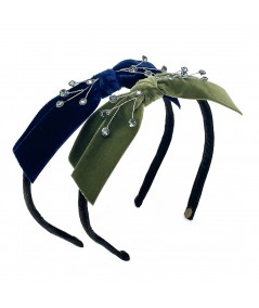 Navy - Moss Velvet Bow Cosmic Spray Headband