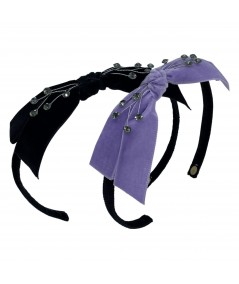 Black - Violet Velvet Bow Cosmic Spray Headband