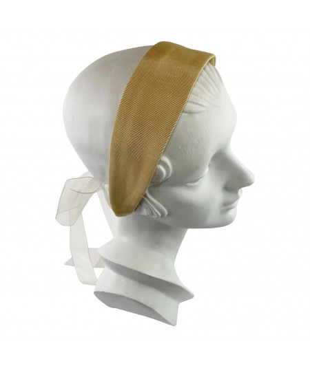 Dijon Grosgrain Headband with Organza Ribbon Ties