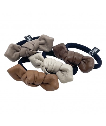 Leather Small Knot Ponytail Holder