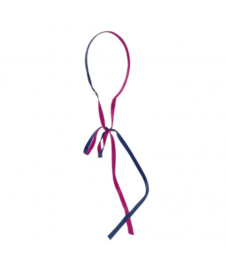 Navy - Fuchsia Satin Long Tie Headband