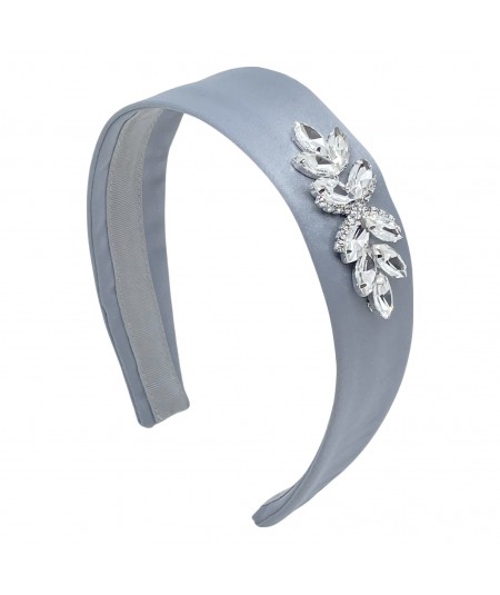 Grey Side Flower Crystal Headband