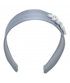 Grey Side Flower Crystal Headband