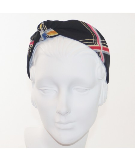 Black Line Printed Side Turban Headband
