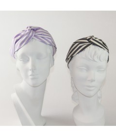 Lavender/White Charcoal/Cream Cotton Stripe Turbanista