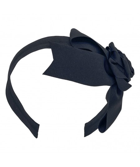 Black Handmade Rose Headband