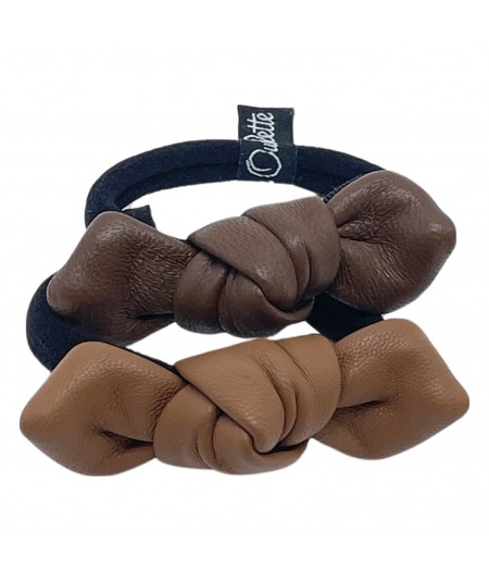 Chestnut - English Tan Leather Small Knot Ponytail Holder