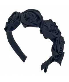 Black Grosgrain Rose Headband