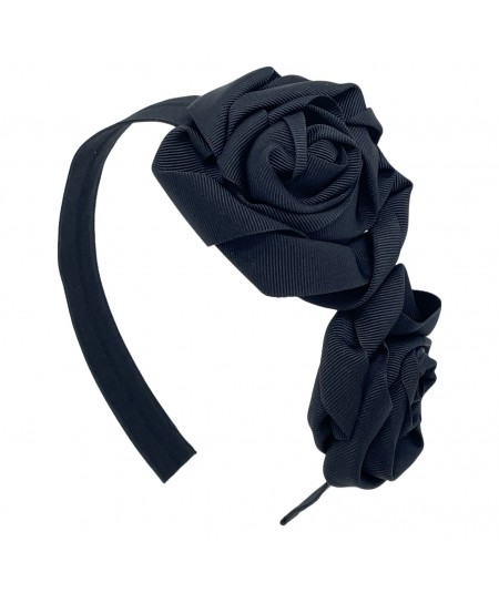 Black Double Roses Headband