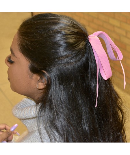 Pink Grosgrain Large Bow Hair Ponytail