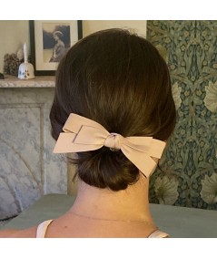 Pale Pink Leather Bow Ponytail Holder