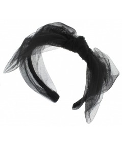Black Large Tulle Side Bow Headband