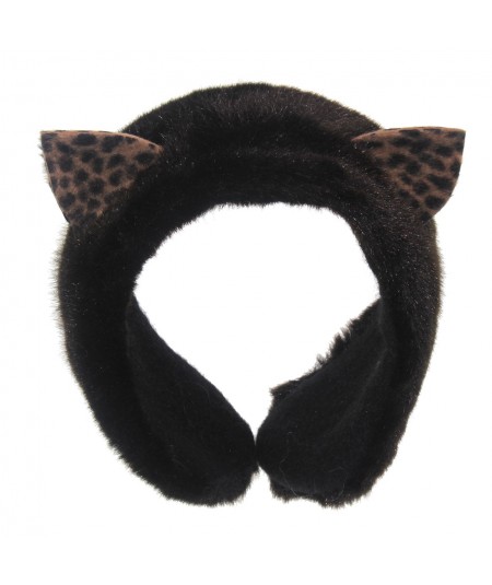 Couture Cat Earmuffs - faux fur with felt ears - Black