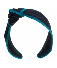 Black Denim with Turquoise Leather Side Turban Headband