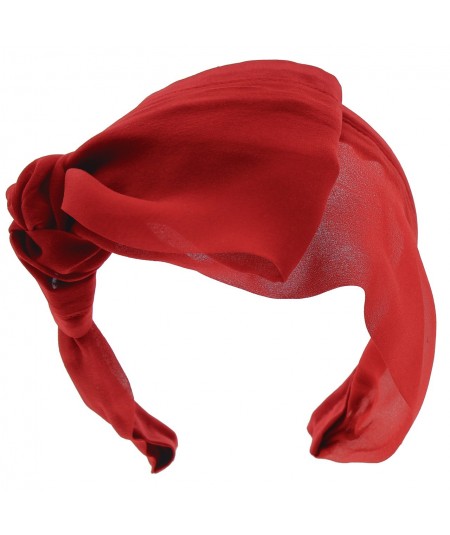 Red draped-chiffon-extra-wide-headband-with-side-knot-bow