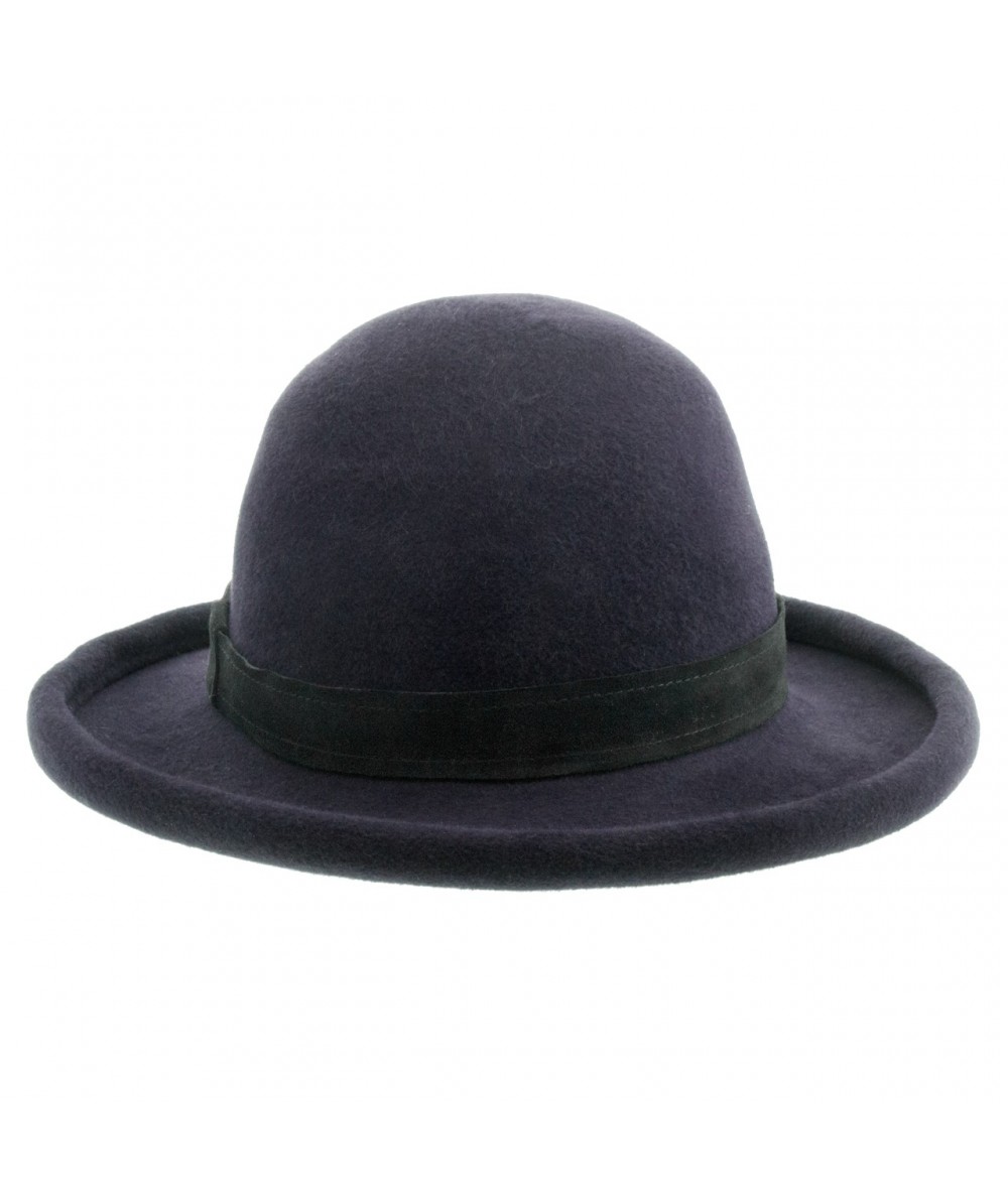 Hat Wool Felted GRAYBLU with Rolled Brim