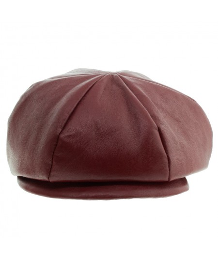 Cranberry Leather Cap