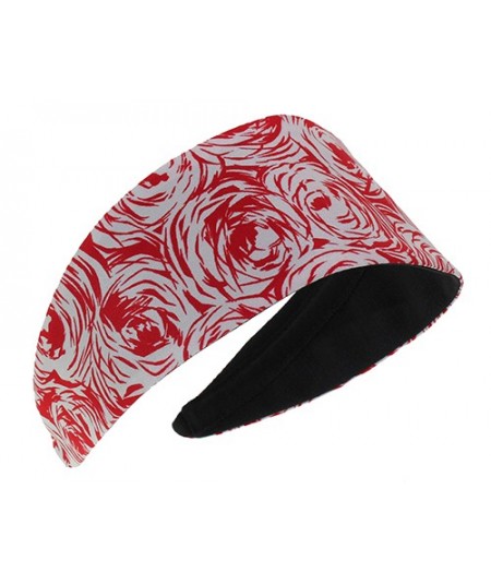White and Red Roses Extra Wide Basic Headband