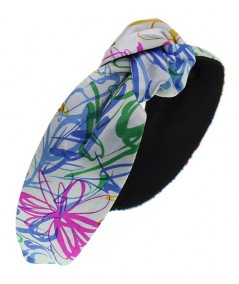 Summer Multi Flower Silk Print Center Turban Headband