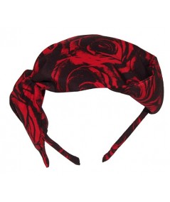 Black and Red Roses Print Raquel Headpiece for Women
