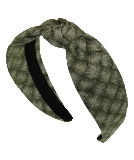 Green Summer Lauhala Cotton Print Center Turban Headband
