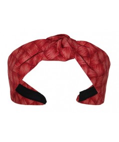 Red Summer Lauhala Cotton Print Center Turban Headband