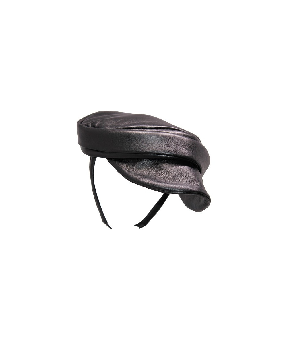 Black Soft Leather Cap Headpiece