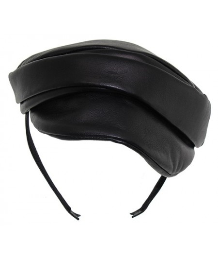 Black Soft Leather Cap Headpiece