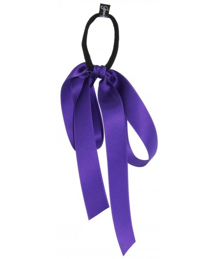 Purple Satin Large Bow Ponytail Holder 