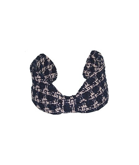 Navy Natural Wool Center Divot Headband Earmuffs