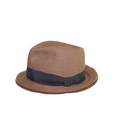 Colored Stitch Double Brim Fedora Hat with Grosgrain Band