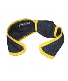 Indigo Denim with Sun Yellow Leather Side Turban Headband