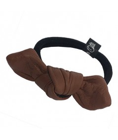 English Tan Leather Small Knot Ponytail Holder
