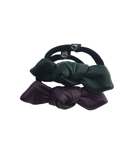 Violet - Forest Leather Small Knot Ponytail Holder