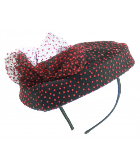black and red vintage styled hat fascinator
