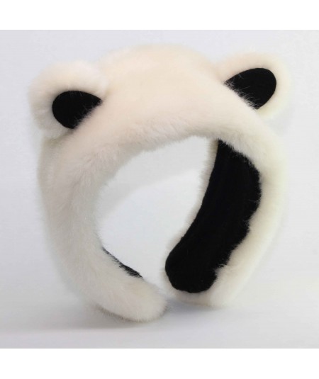 Ivory with Black Panda Earmuffs Fake Fur