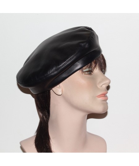 Black leather beret 