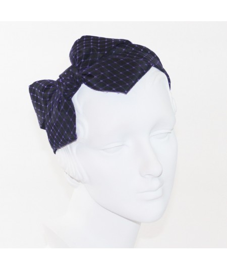 Black Bengaline Covered with Purple Veiling Side Bow Headband