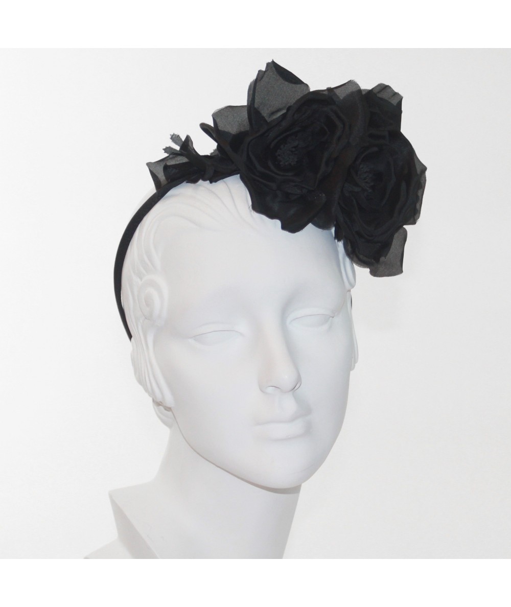 Black Double Rose Headpiece