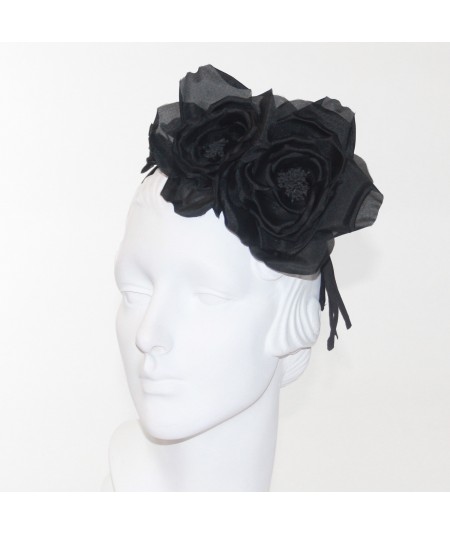 Black Double Rose Headpiece