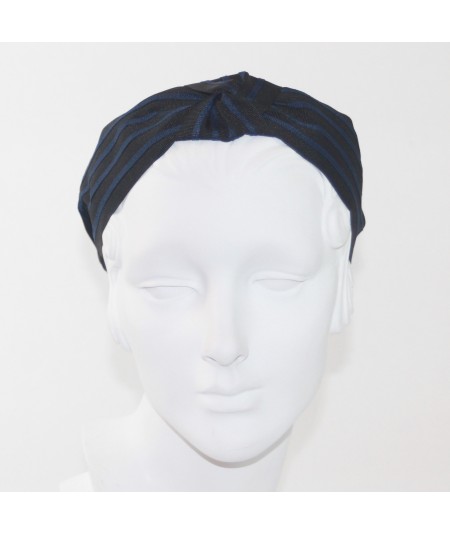 Black with Navy Grosgrain Stripe Bernadette Headband