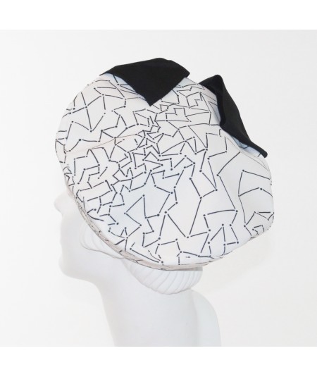 Abstract  Printed Beret with Grosgrain Bow