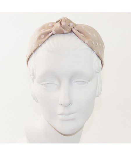 Beige with Pale Pink Dotted Tulle Harlow Headband