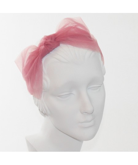 Rose Pink Large Tulle Side Bow Headband