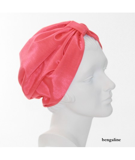 Reversible Coral Linen and Coral Bengaline Turban Hat
