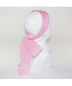 Pretty Pink Silk Long Ties Headband